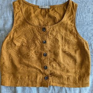 Everlane The Linen Button-Front Crop Tank Size 6